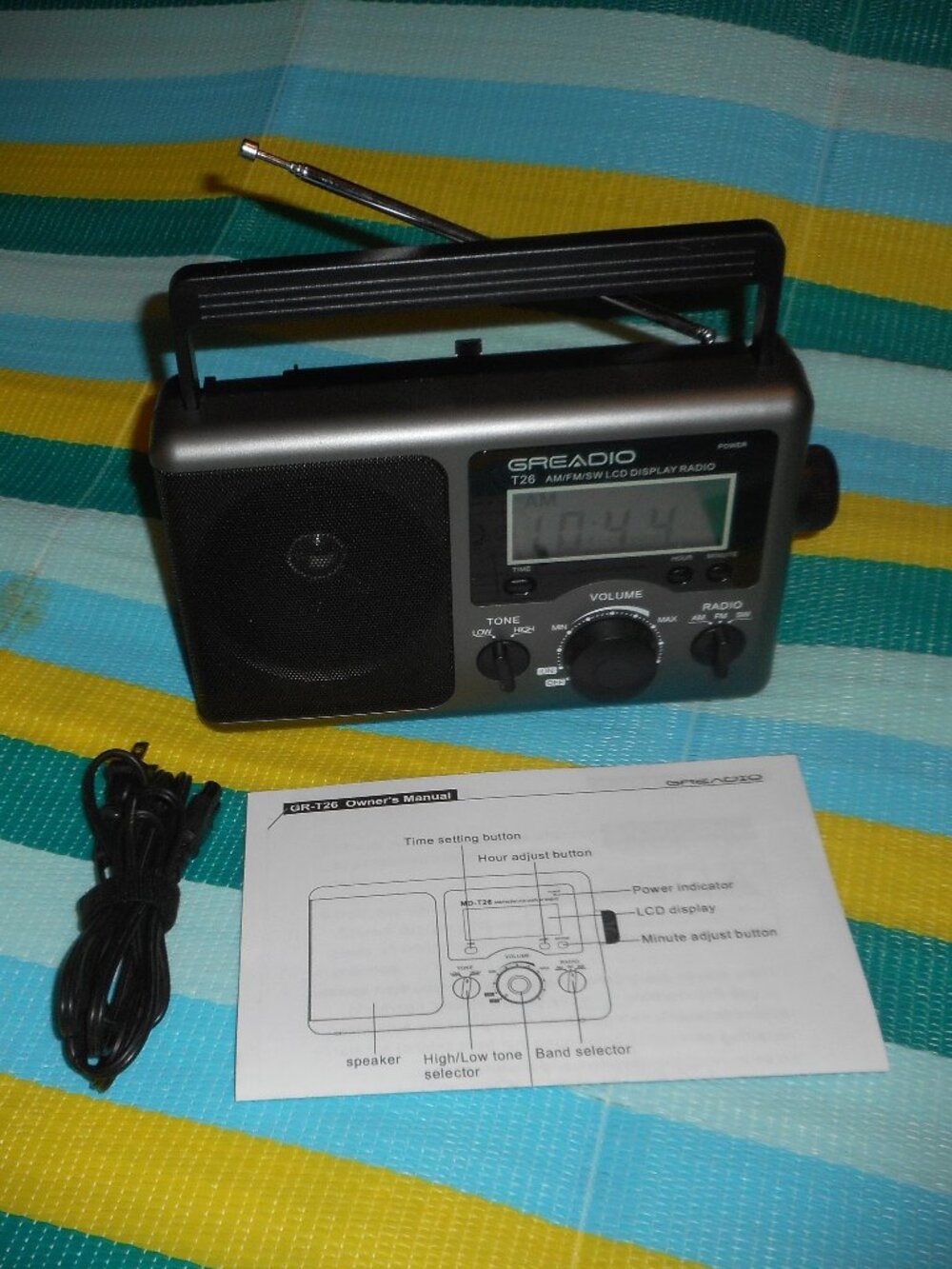 Greadio AM/FM/SW AC or Battery Powered Portable Radio w/LCD Display